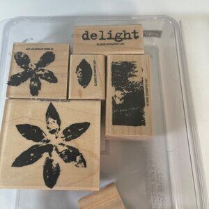 Stampin Up Paint Prints Rubber Stamp Set Wood Mounted 2005
